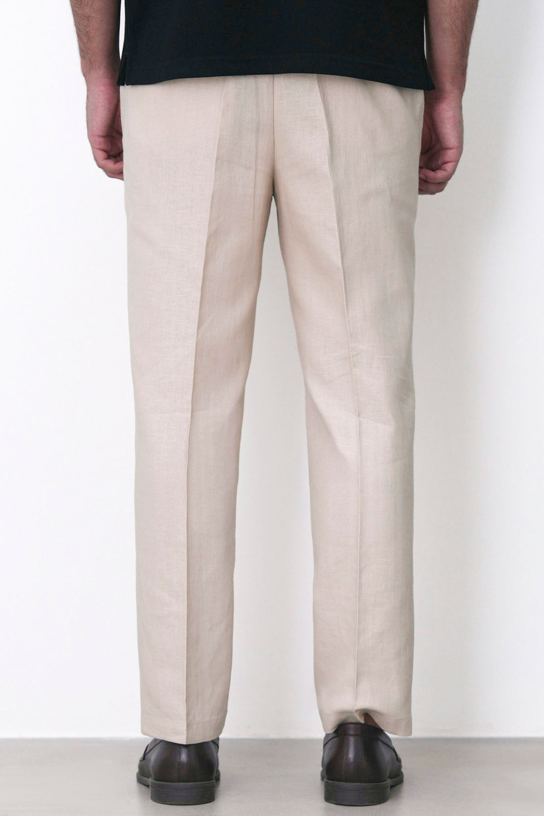 BEIGE TAILORED HERRINGBONE PANTS