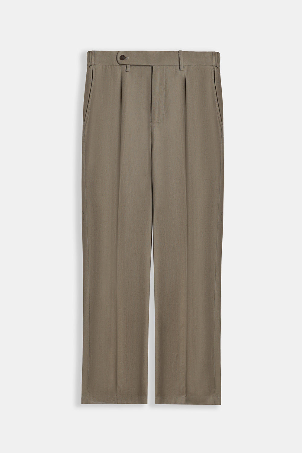 KHAKI TAILORED HERRINGBONE PANTS