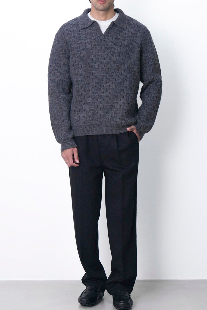 BLACK LINEN BLEND PANTS