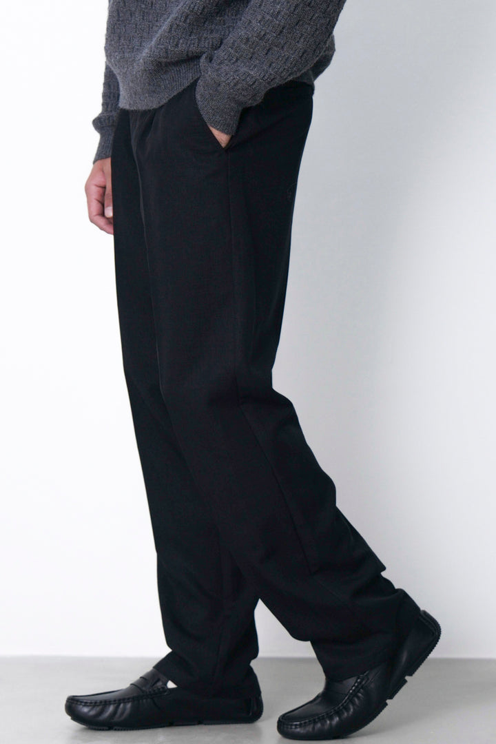 BLACK LINEN BLEND PANTS