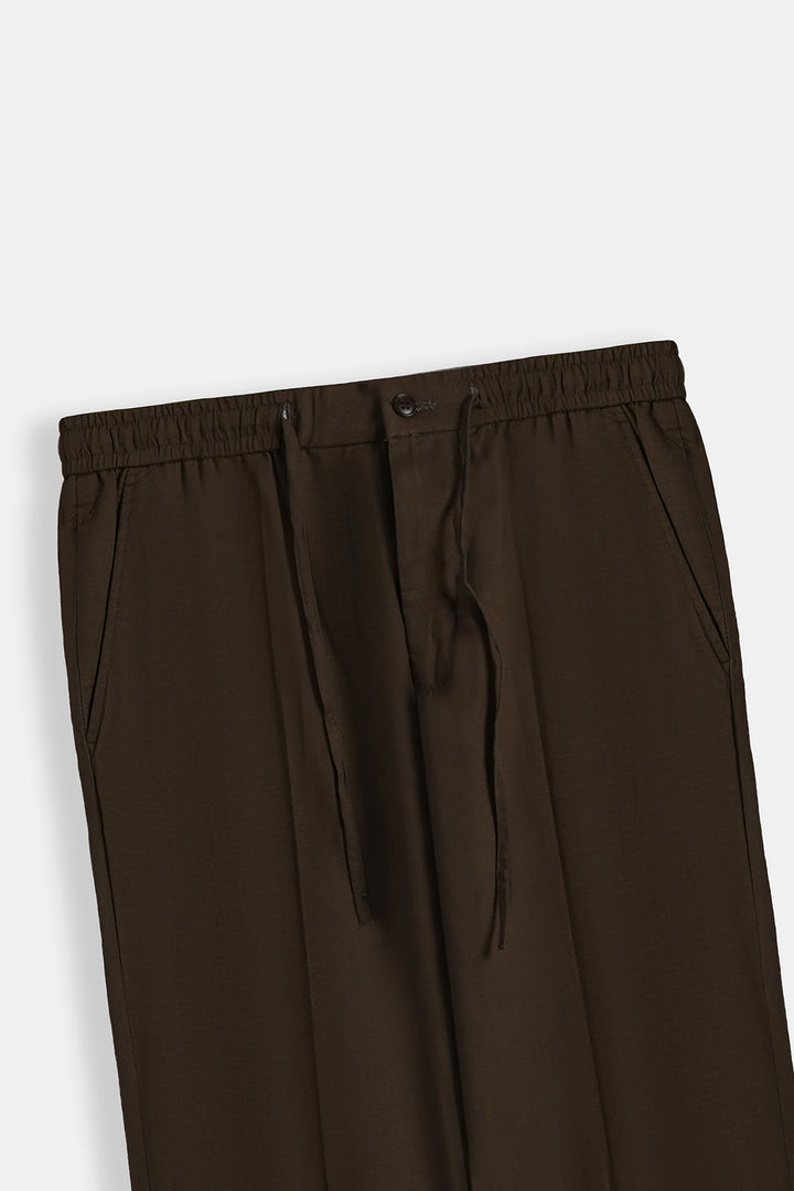 COFFEE LINEN BLEND PANTS