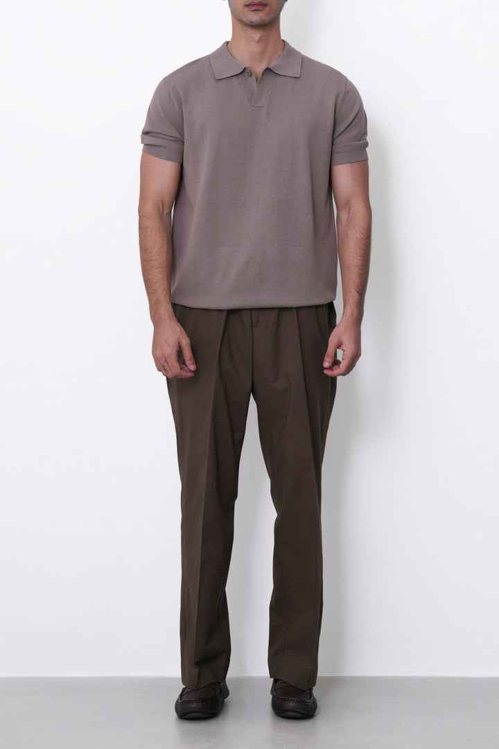 COFFEE LINEN BLEND PANTS