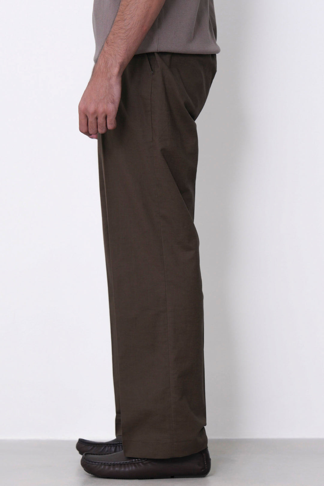 COFFEE LINEN BLEND PANTS