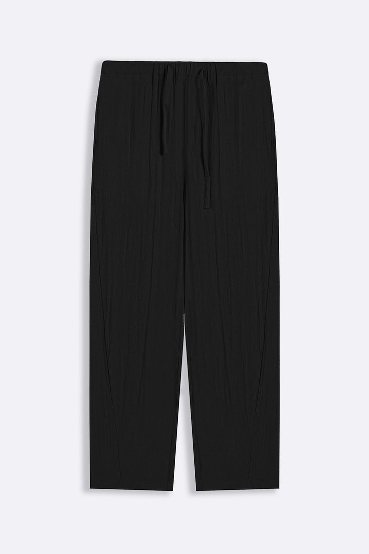 BLACK SUMMER SLUB PANTS