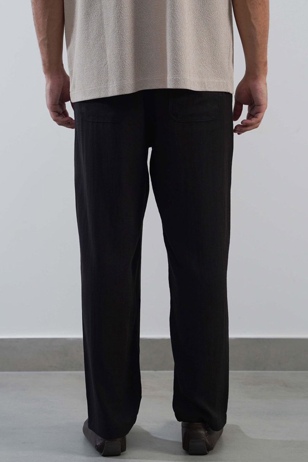 BLACK SUMMER SLUB PANTS
