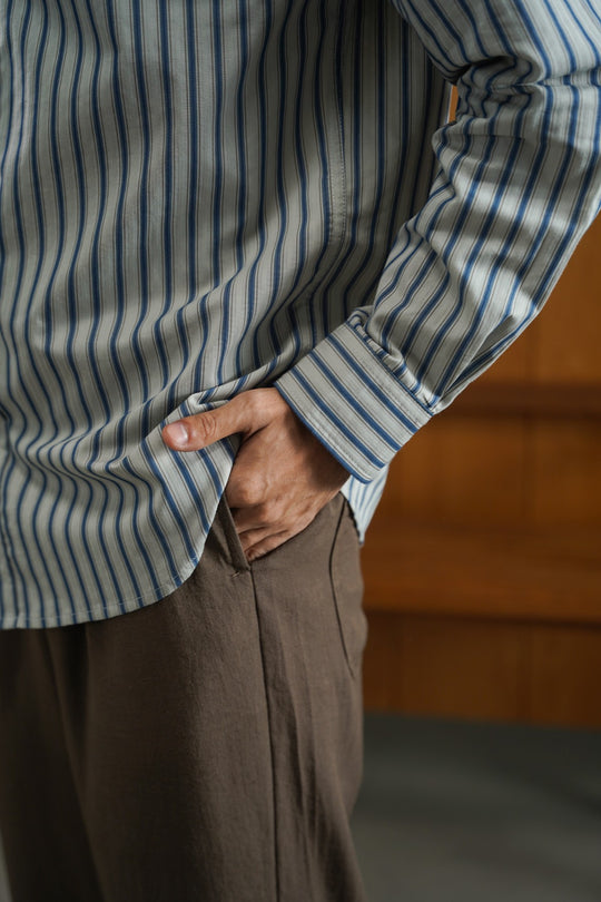 BROWN SUMMER SLUB PANTS
