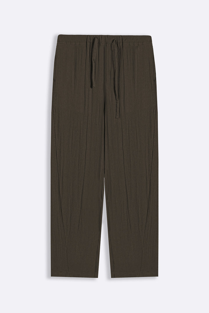 BROWN SUMMER SLUB PANTS