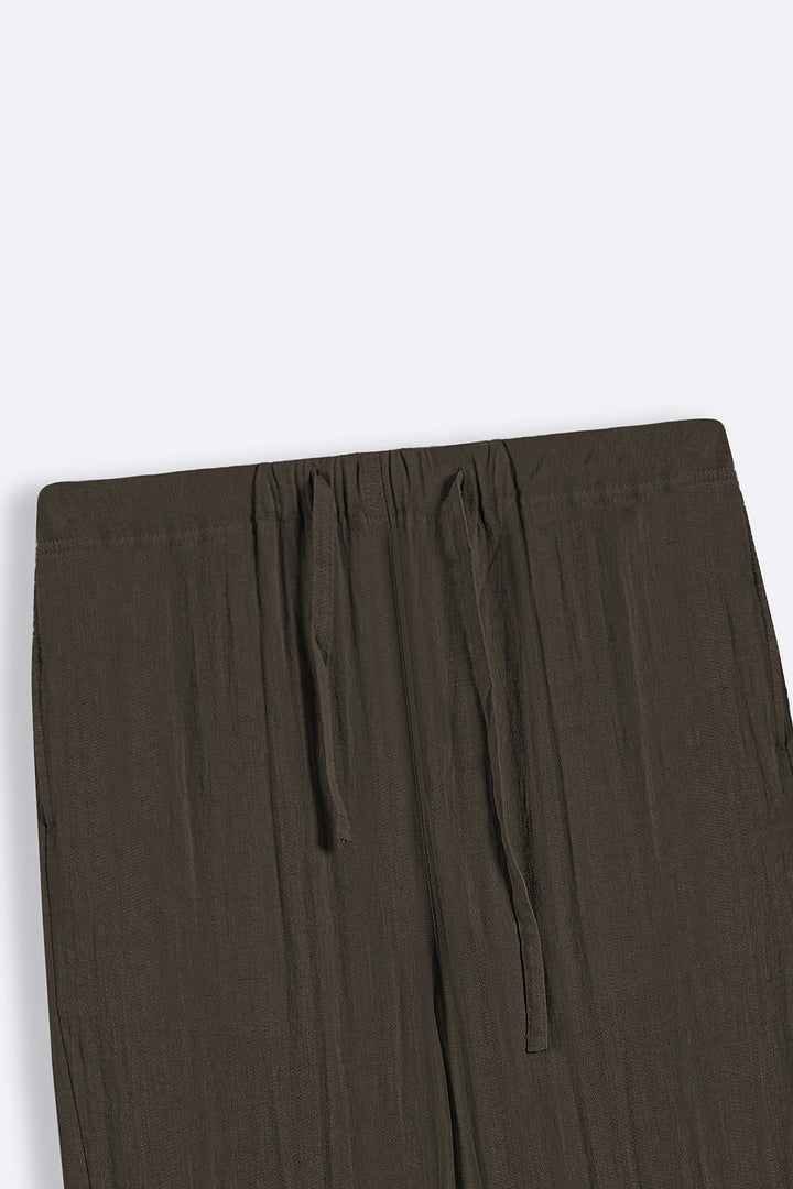 BROWN SUMMER SLUB PANTS