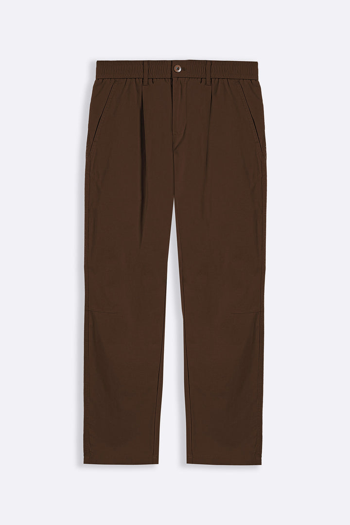 BROWN RELAXED PLEATED PANTS