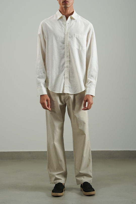 KHAKI RELAXED PLEATED PANTS