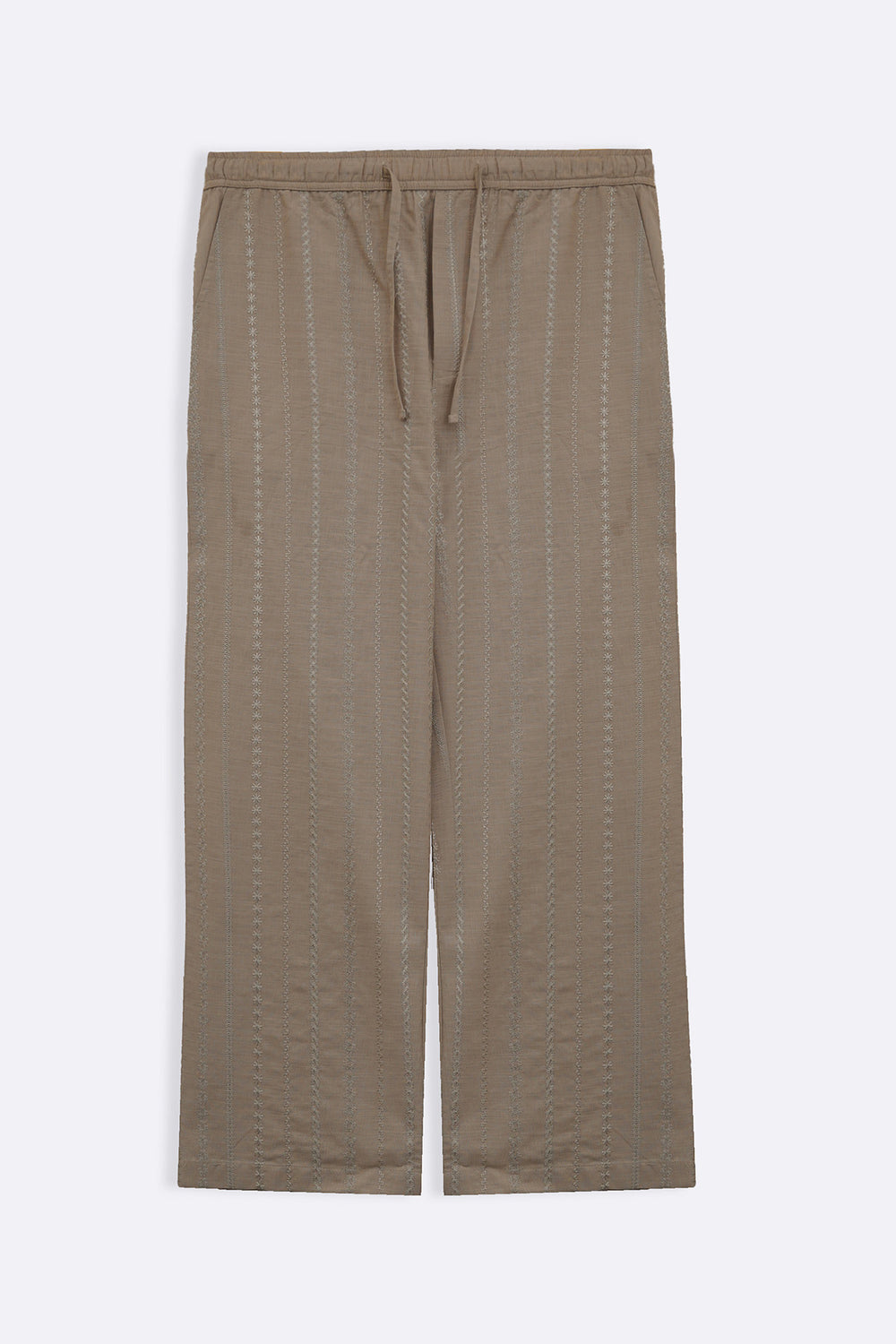 BEIGE EMBROIDERED STRAIGHT PANTS