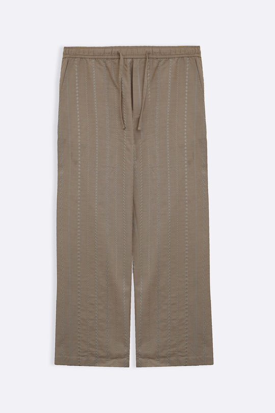 BEIGE EMBROIDERED STRAIGHT PANTS