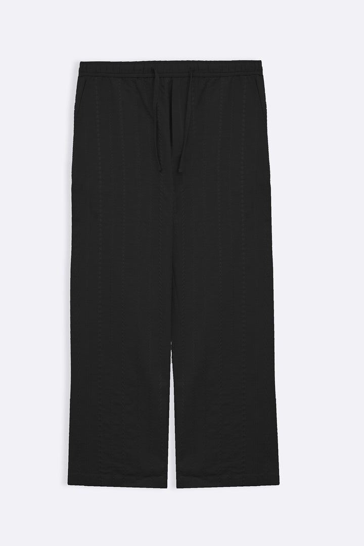 BLACK EMBROIDERED STRAIGHT PANTS