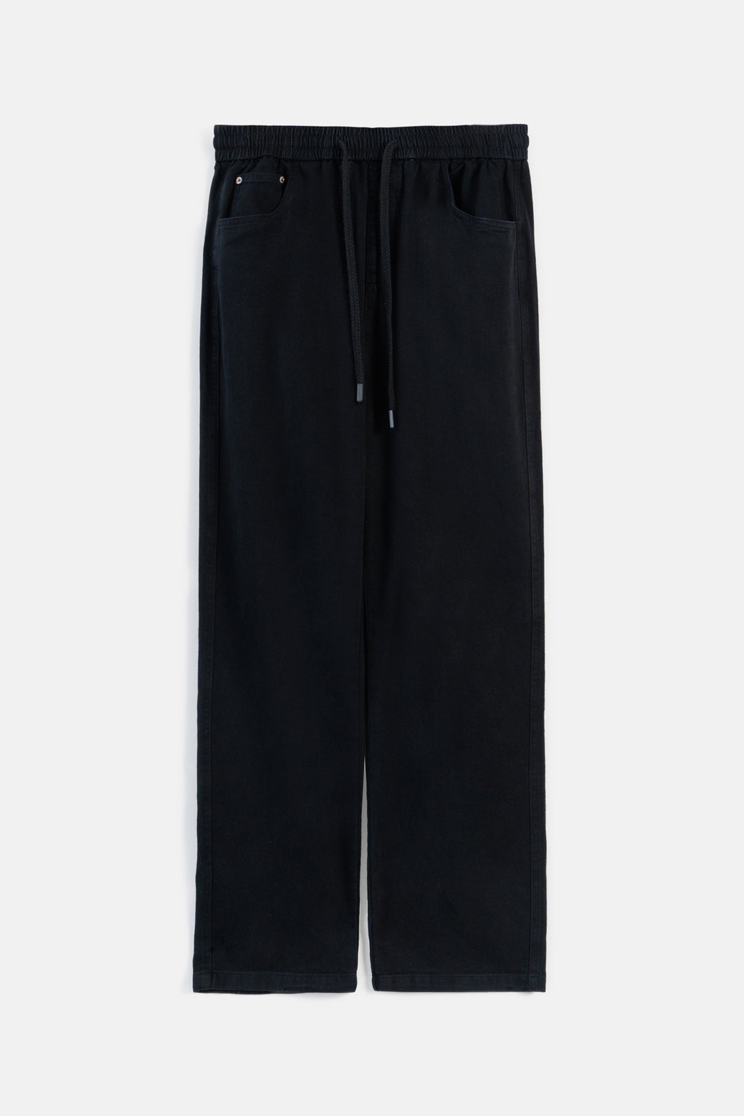 BLACK ELASTICATED WAIST JEANS