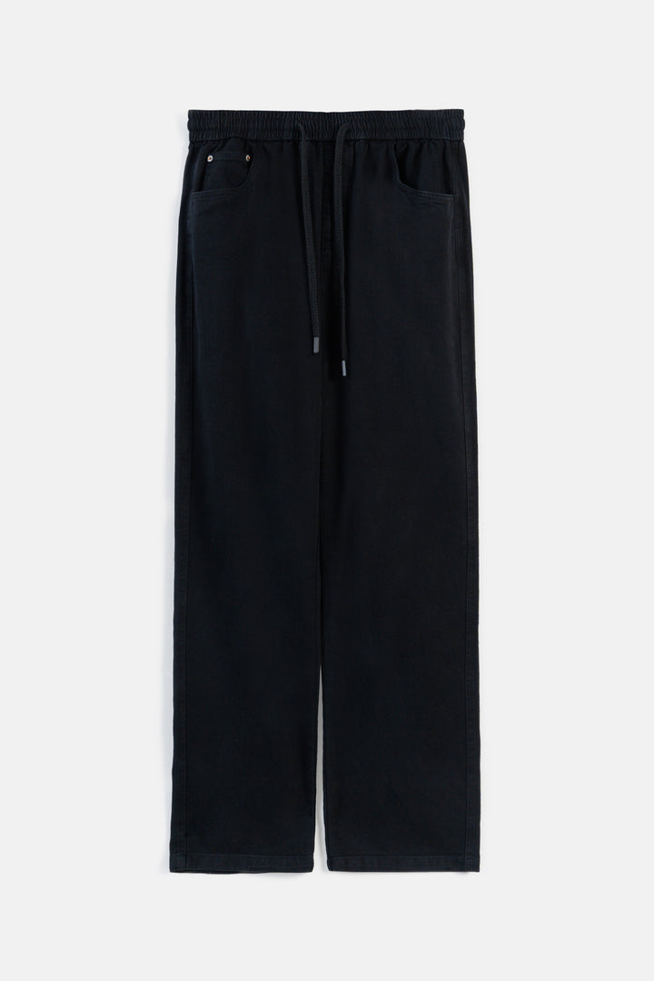 BLACK ELASTICATED WAIST JEANS