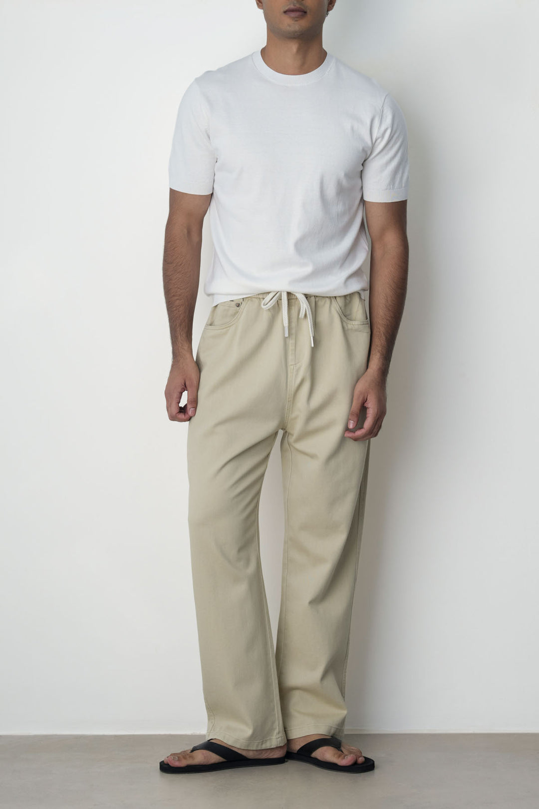 IVORY ELASTICATED WAIST JEANS