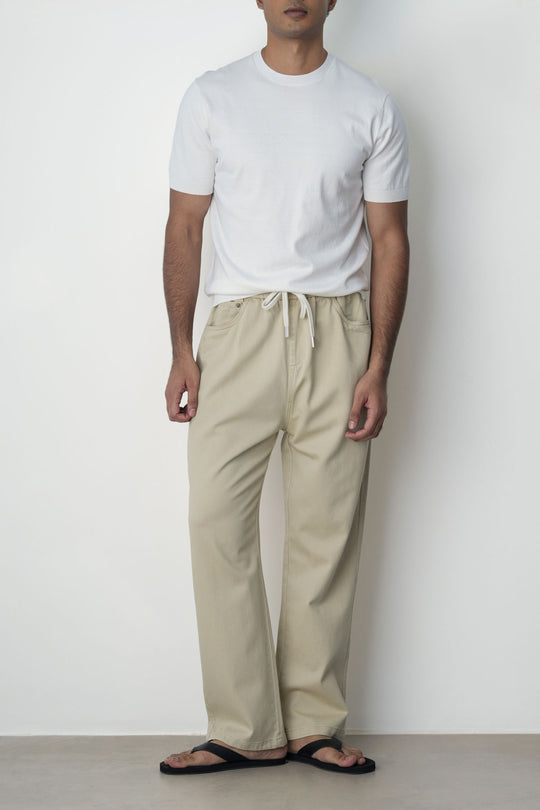 IVORY ELASTICATED WAIST JEANS