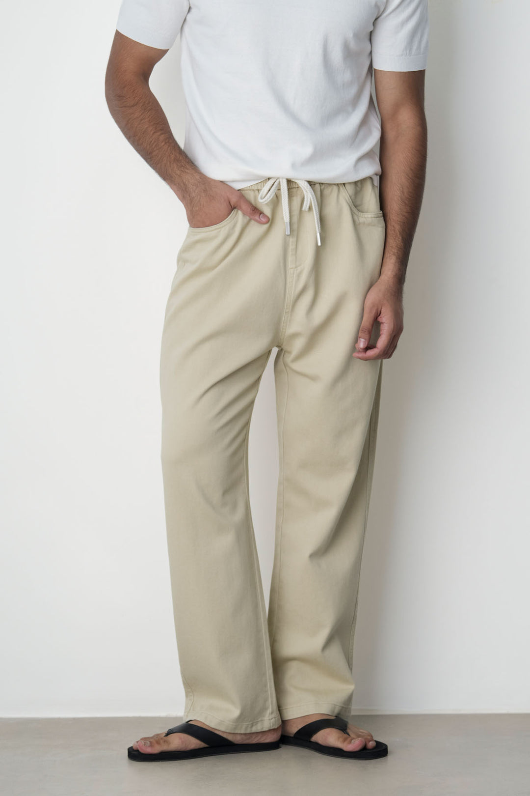 IVORY ELASTICATED WAIST JEANS