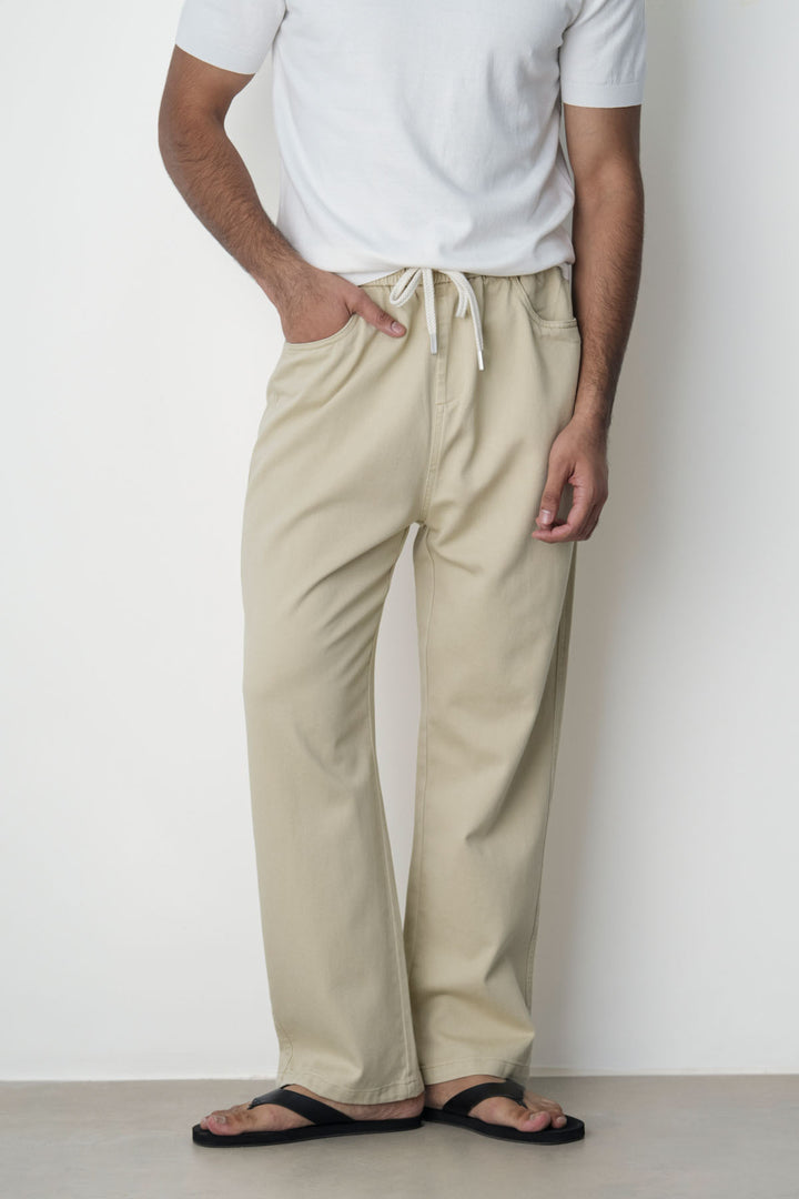 IVORY ELASTICATED WAIST JEANS