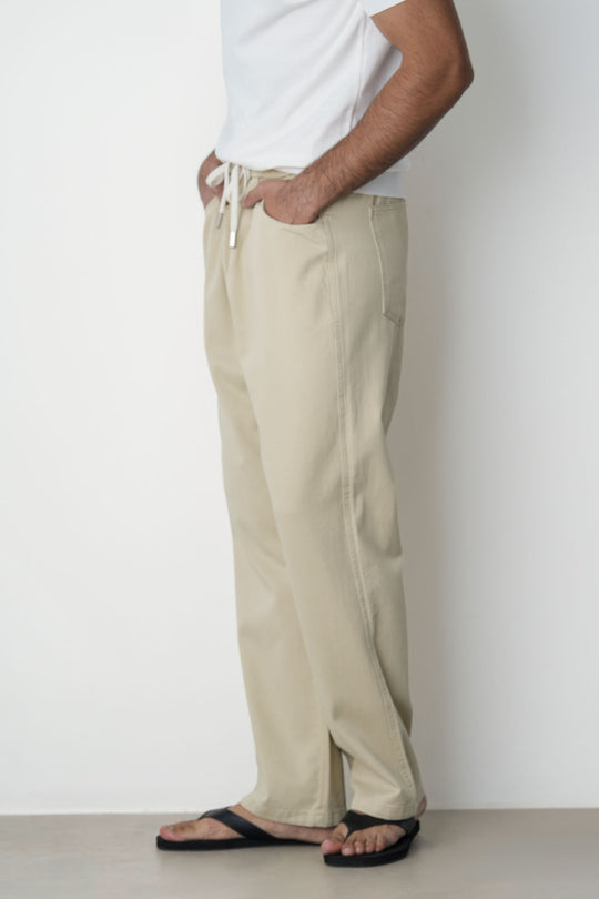 IVORY ELASTICATED WAIST JEANS