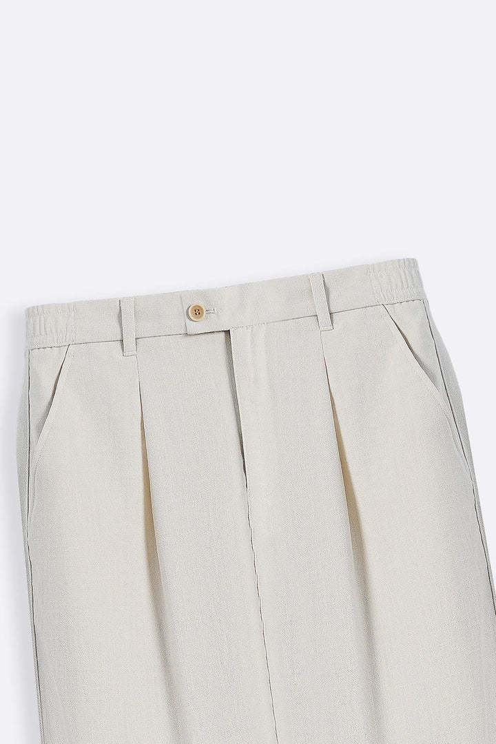 BEIGE PLEATED COMFORT PANTS