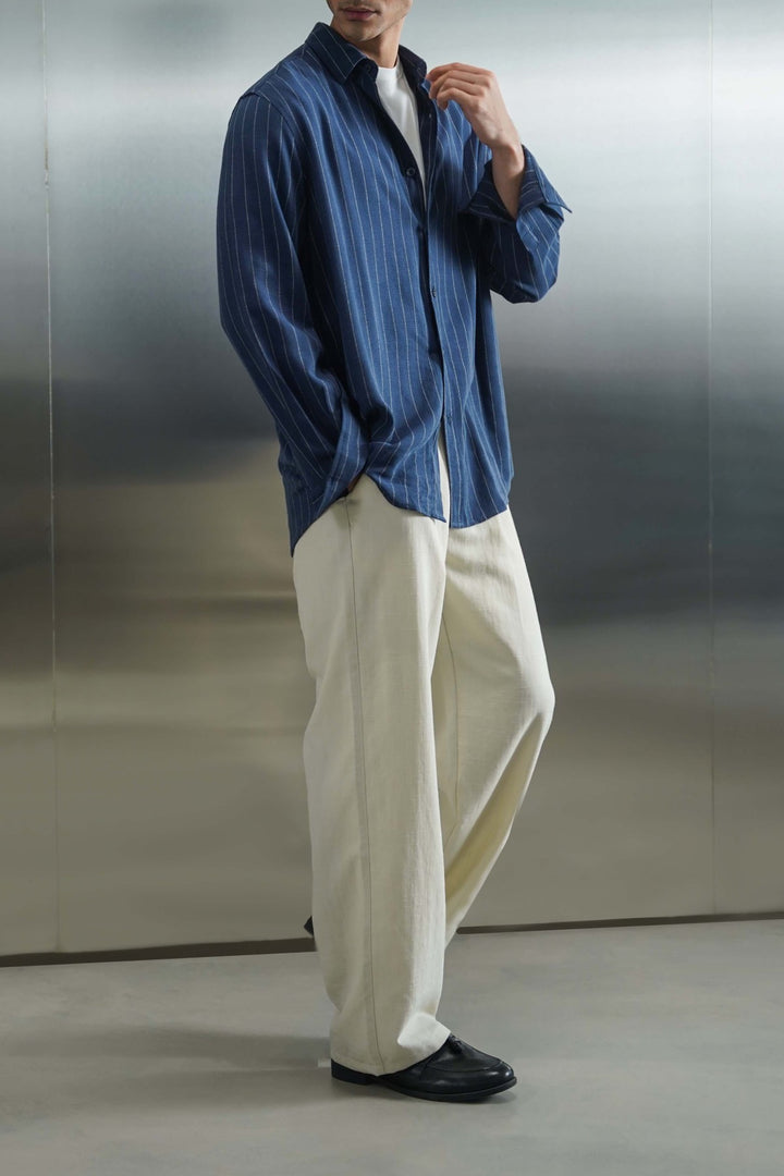 BEIGE PLEATED COMFORT PANTS
