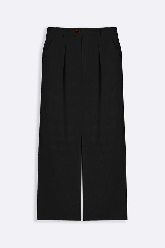 BLACK PLEATED COMFORT PANTS