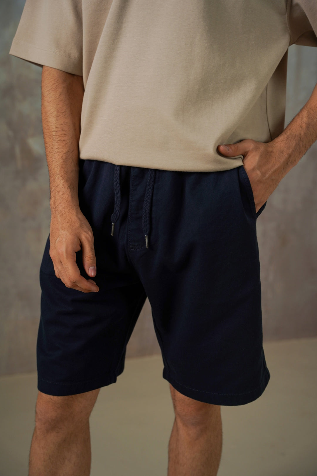 NAVY TWILL COTTON SHORTS