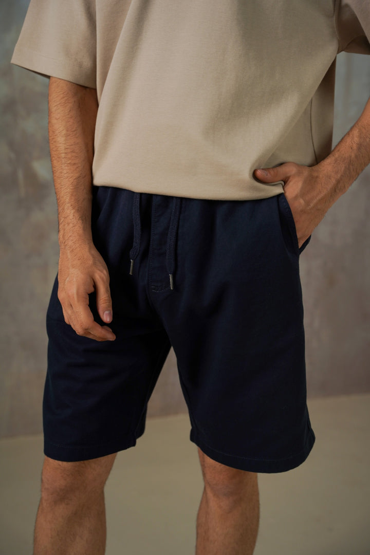 NAVY TWILL COTTON SHORTS