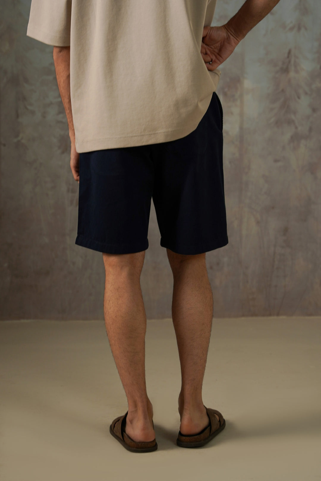 NAVY TWILL COTTON SHORTS