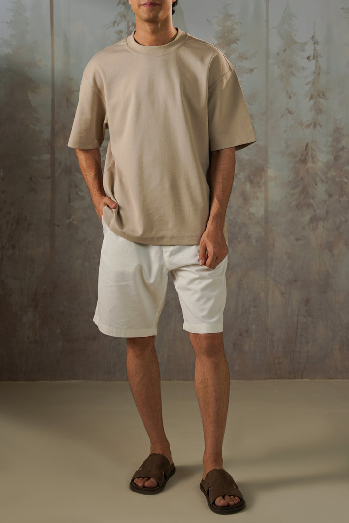 WHITE TWILL COTTON SHORTS