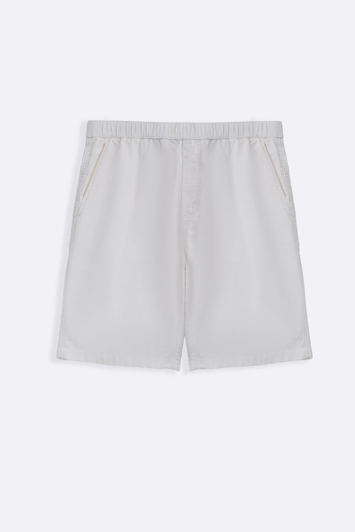 WHITE TWILL COTTON SHORTS