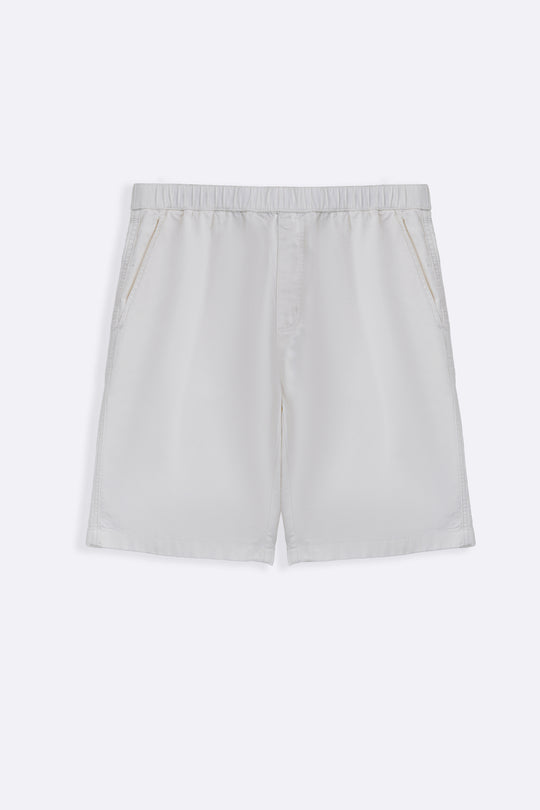 WHITE TWILL COTTON SHORTS
