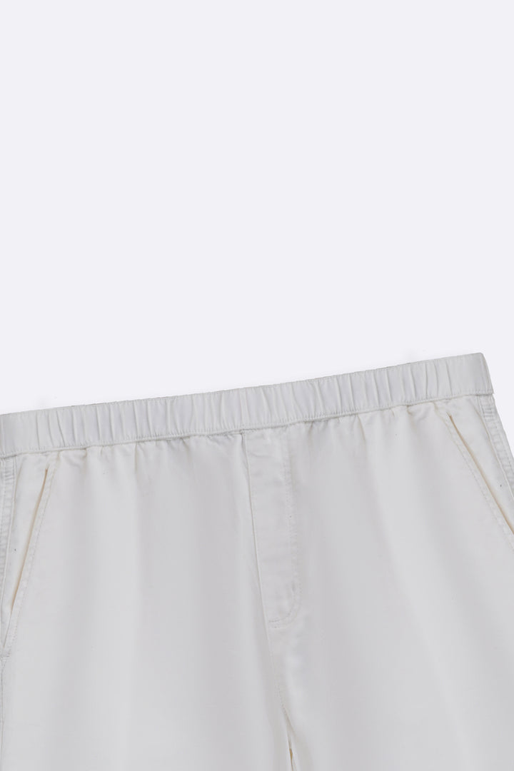 WHITE TWILL COTTON SHORTS