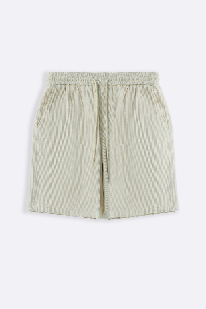 CREAM CORDUROY COTTON SHORTS