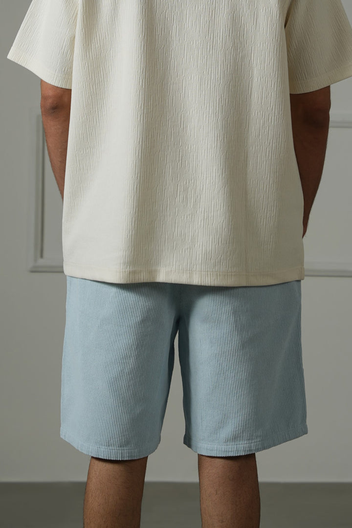 SKY BLUE CORDUROY COTTON SHORTS