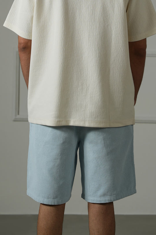 SKY BLUE CORDUROY COTTON SHORTS