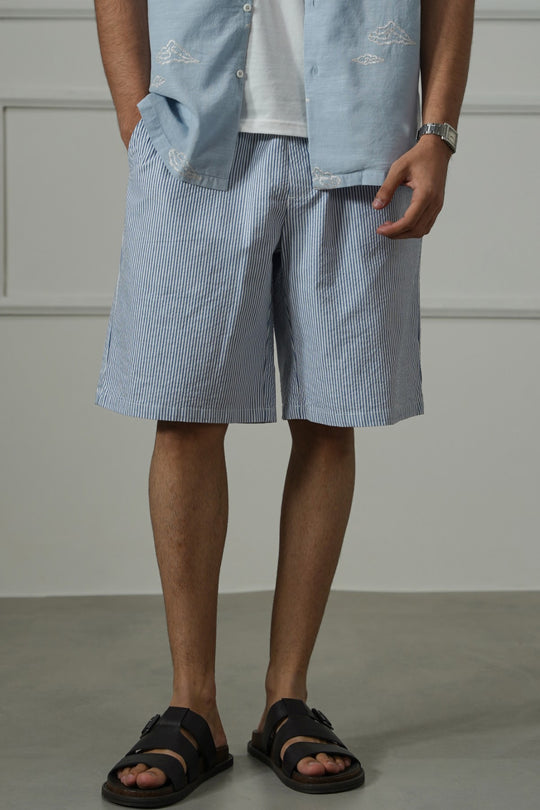 BLUE SEERSUCKER SHORTS
