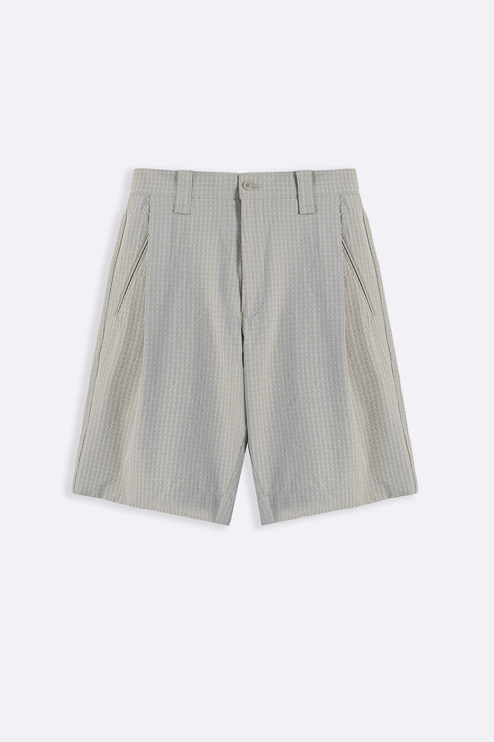 TAUPE TEXTURED TAILORED SHORTS