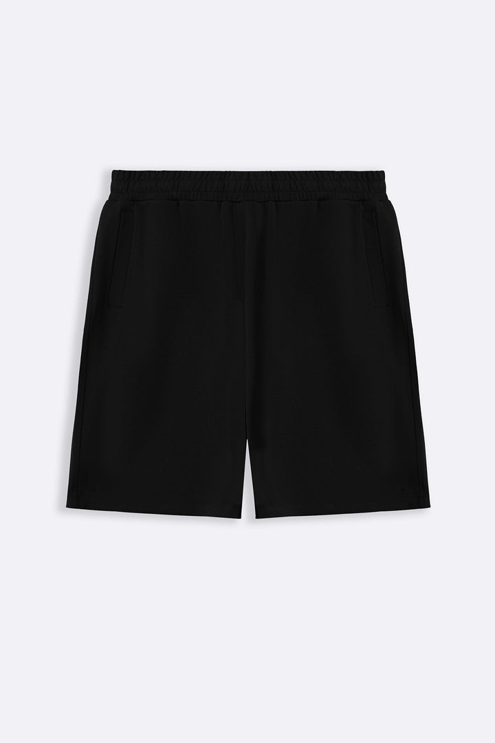 BLACK SOFT WIDE-LEG SHORTS