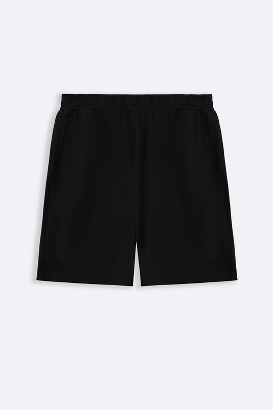 BLACK SOFT WIDE-LEG SHORTS