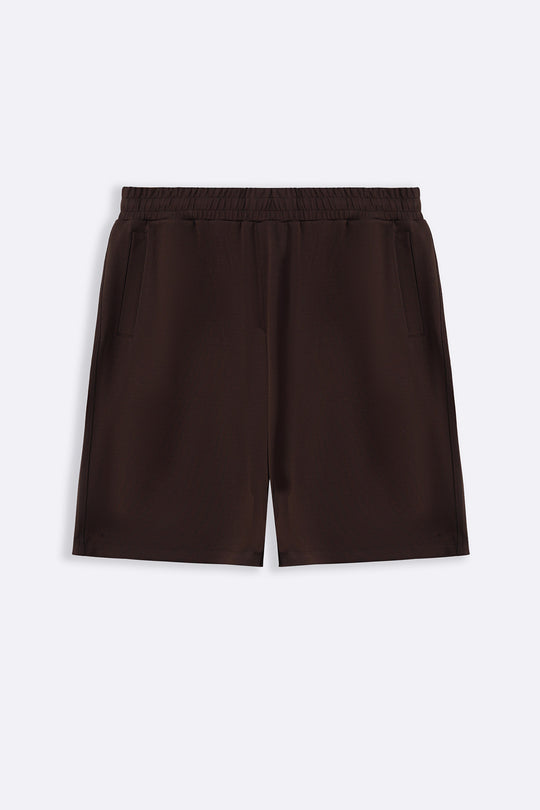 BROWN SOFT WIDE-LEG SHORTS