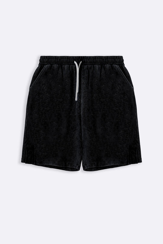 CHARCOAL WASHED EFFECT KNITTED SHORTS