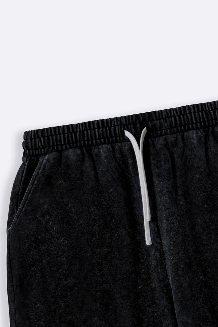 CHARCOAL WASHED EFFECT KNITTED SHORTS