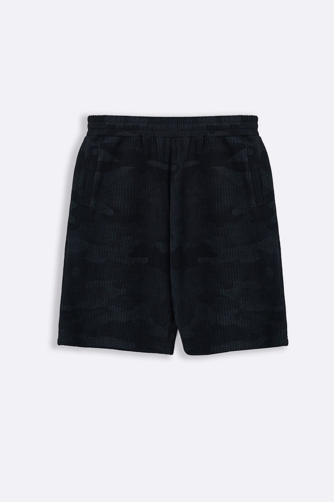 BLACK CAMO TEXTURED SHORTS