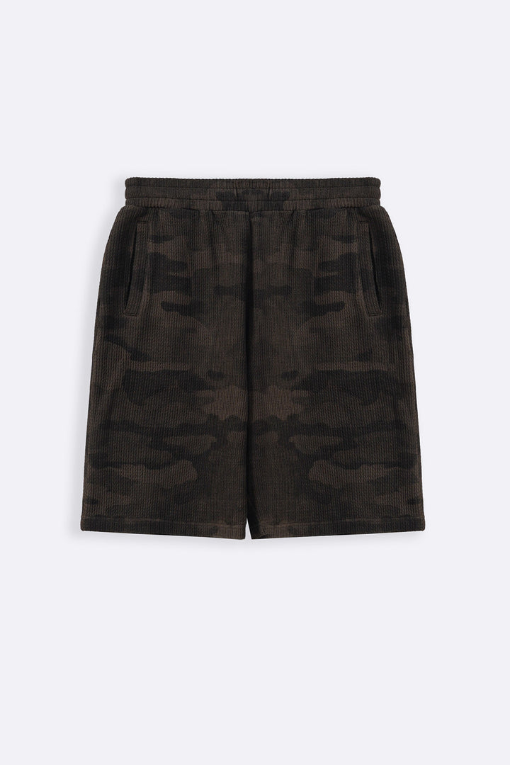 COFFEE CAMO TEXTURED SHORTS
