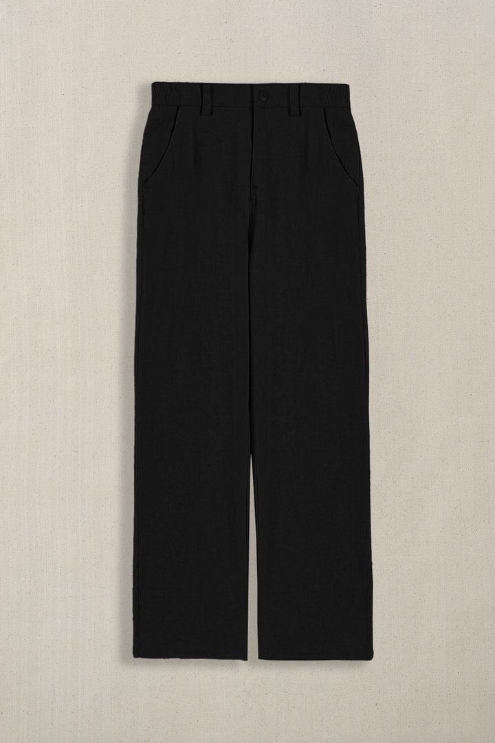 BLACK POCKET TRIM PANTS