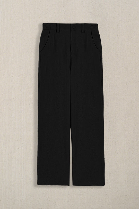BLACK POCKET TRIM PANTS