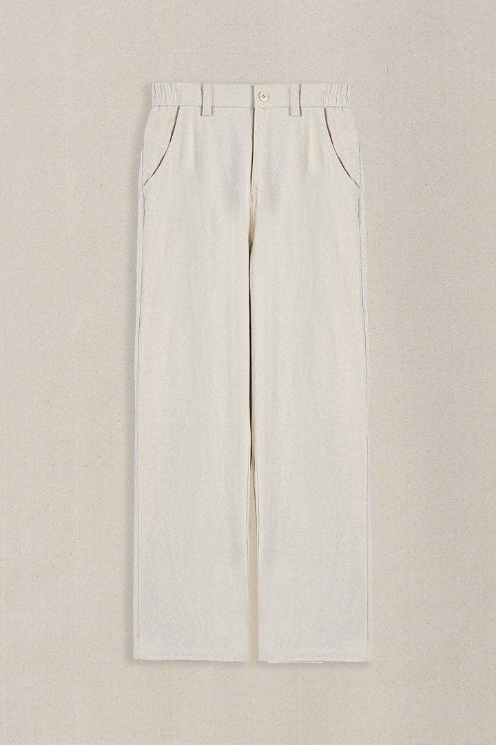 ECRU POCKET TRIM PANTS
