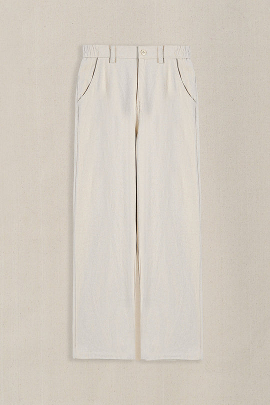 ECRU POCKET TRIM PANTS